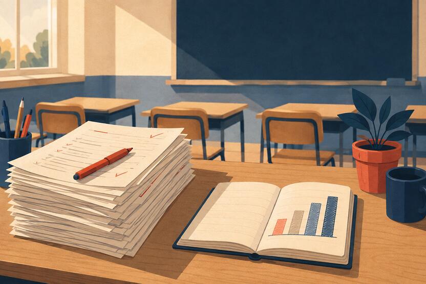 学生成绩分析场景插画
